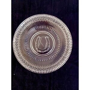 Antique Late 1880's Glass Sm Plate Adams & Co Horseshoe Anchor Prayer Rug